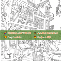 Charming Library Adult Coloring Book 22 Pages 20x20cm 1pc