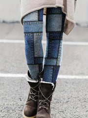 Casual Denim Print Skinny Leggings