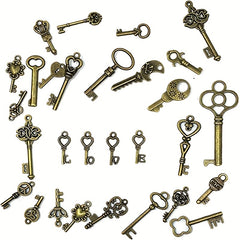 50 Pcs Vintage Skeleton Key Charm Set for Jewelry Making & Wedding Favors