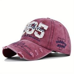 1985 Embroidery Ripped Baseball Cap Washed Distressed Patch Adjustable Dad Hat