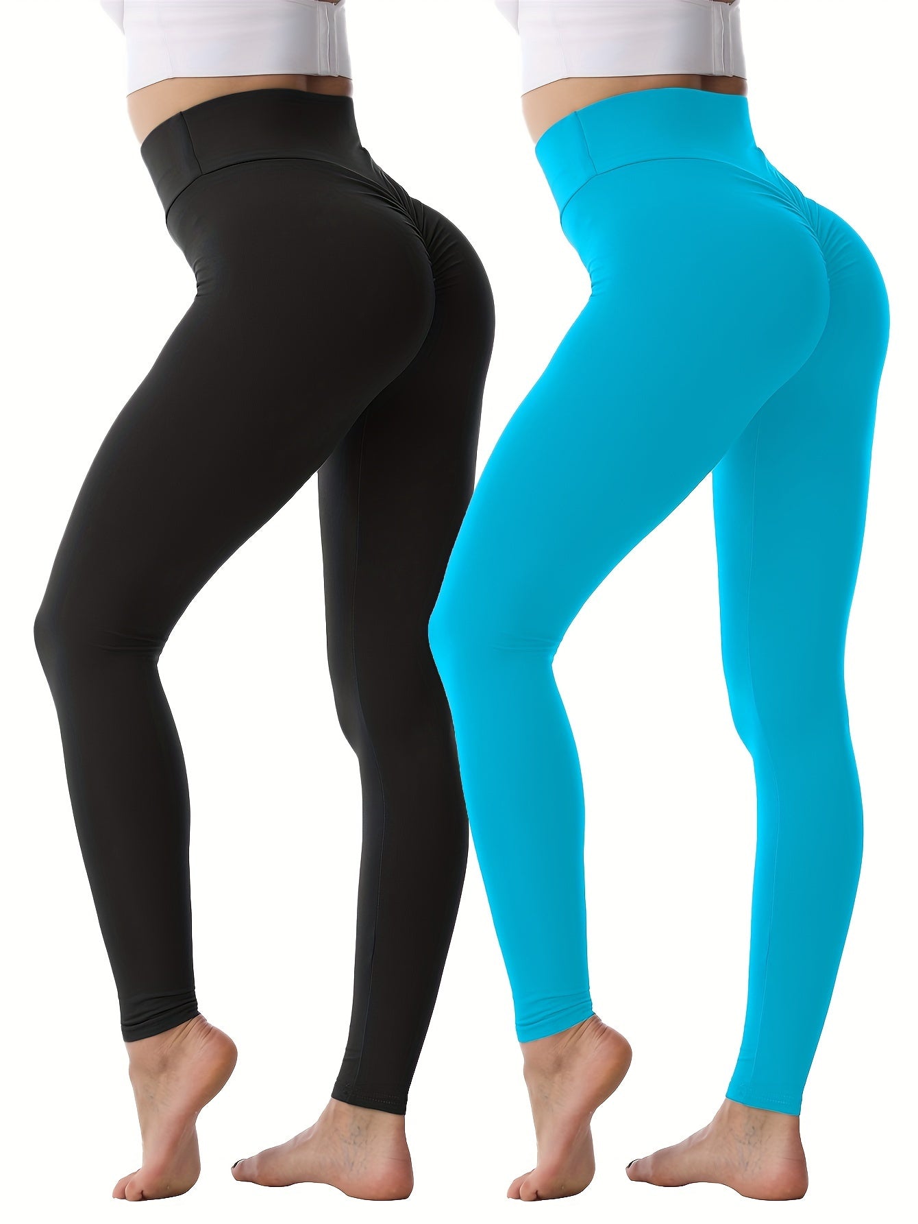 2Pcs High Waist Stretchy Cropped Leggings Women's Activewear