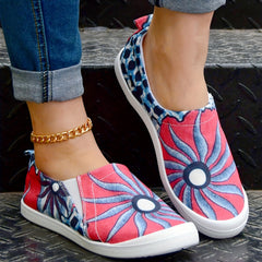 Colorful Floral Pattern Slip On Shoes Women's Casual Lightweight Soft Comfortabl