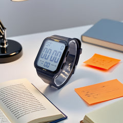 Boys' Waterproof Digital Watch w/ Alarm Square TPU Strap