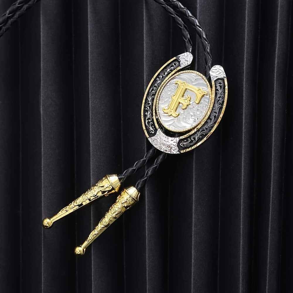 Western Cowboy Zinc Alloy BOLO Tie Natural Letter F Tie