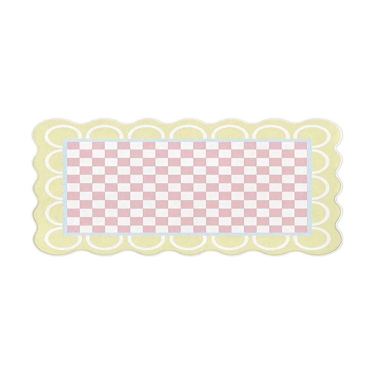 Wavy Plaid Kitchen Rug Anti Slip Carpet Absorbent Bath Mat