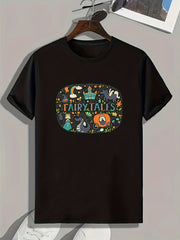 FAIRY TALES Pattern Print Men's Comfy Sports T shirt Graphic Tee