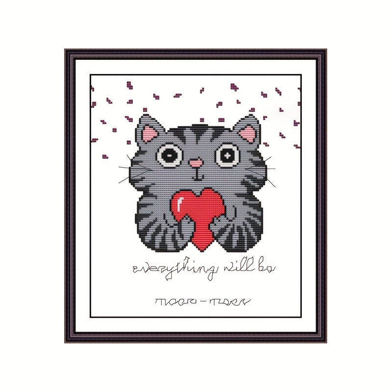 Cartoon Cat Lucky Cat Cross Stitch Kit for Beginners DIY Handwork