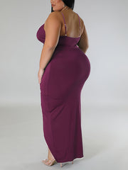 Deep V Neck Layered Ruched Cami Dress