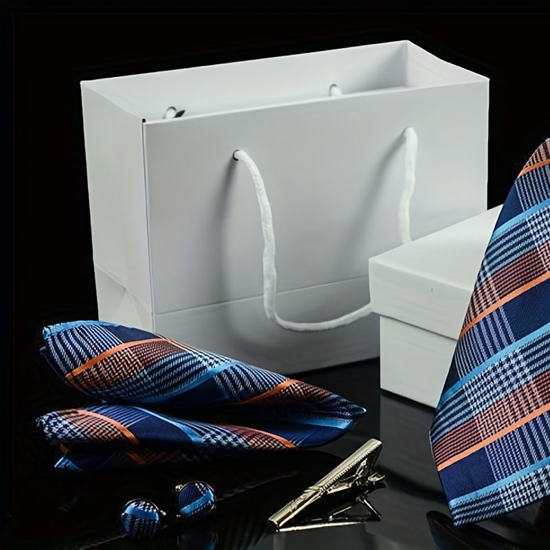 Men's Flower Striped Necktie Set with Accessories