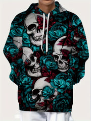 Skulls And Roses Print Hoodie For Men