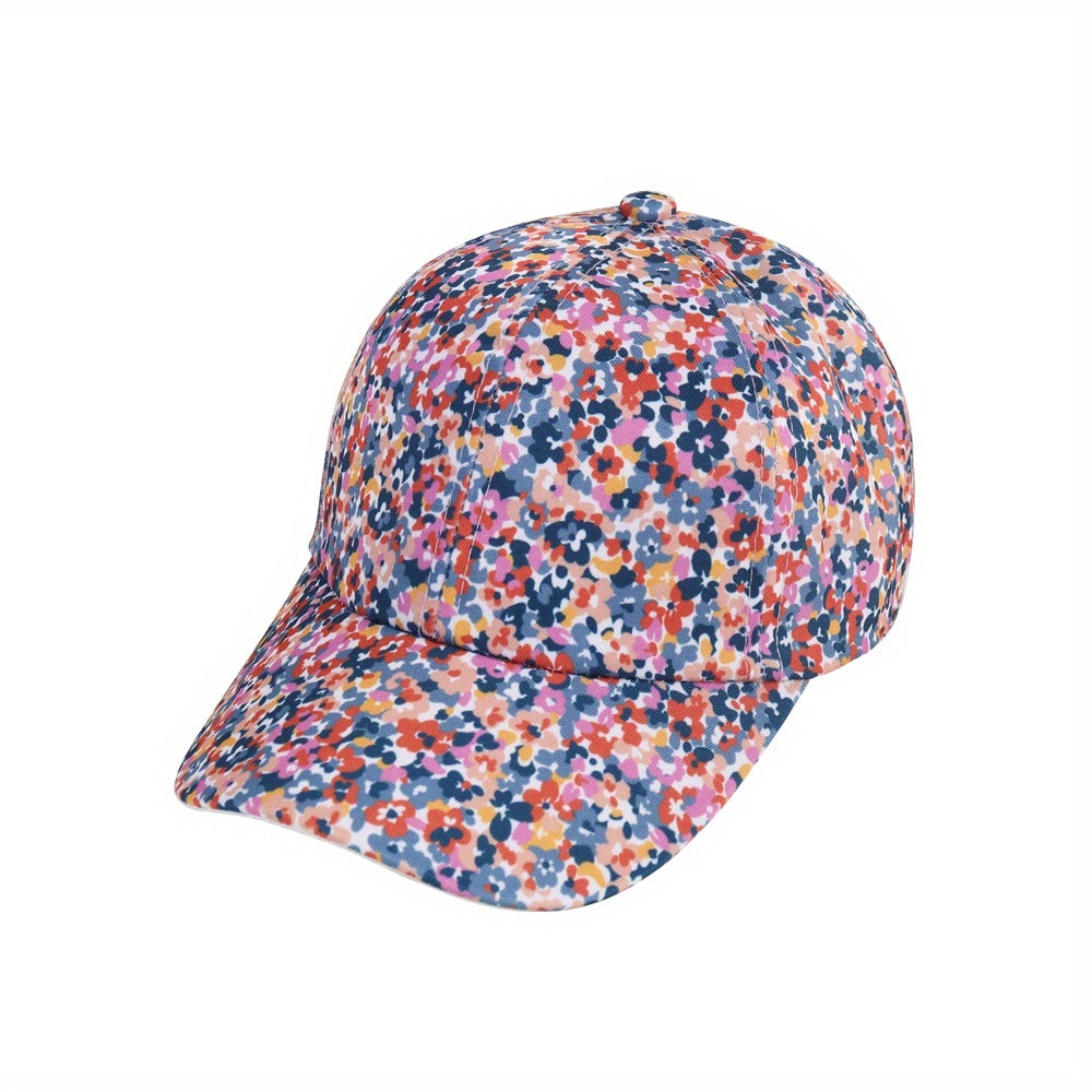 Girls Floral Baseball Cap Kids Sunshade Peaked Cap Outdoor Activities Hat
