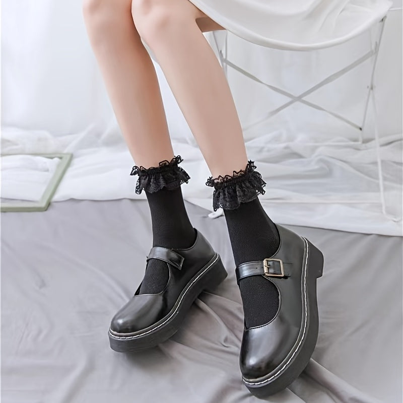 Women's Lace Tube Socks College Style Stockings