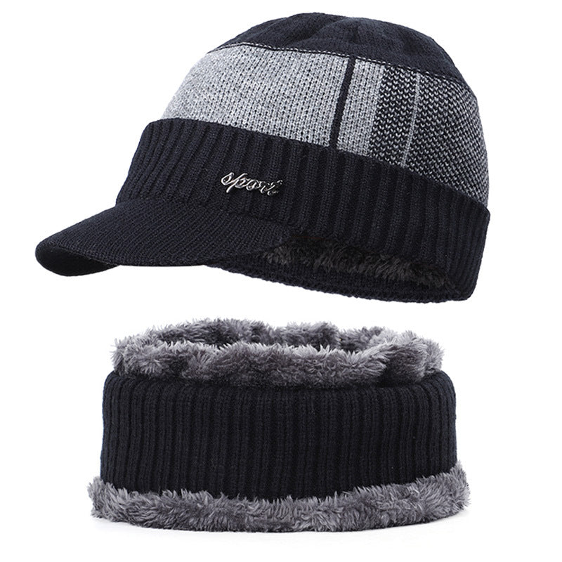 Men's Knitted Hat and Scarf Set for Autumn and Winter