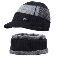 Men's Knitted Hat and Scarf Set for Autumn and Winter