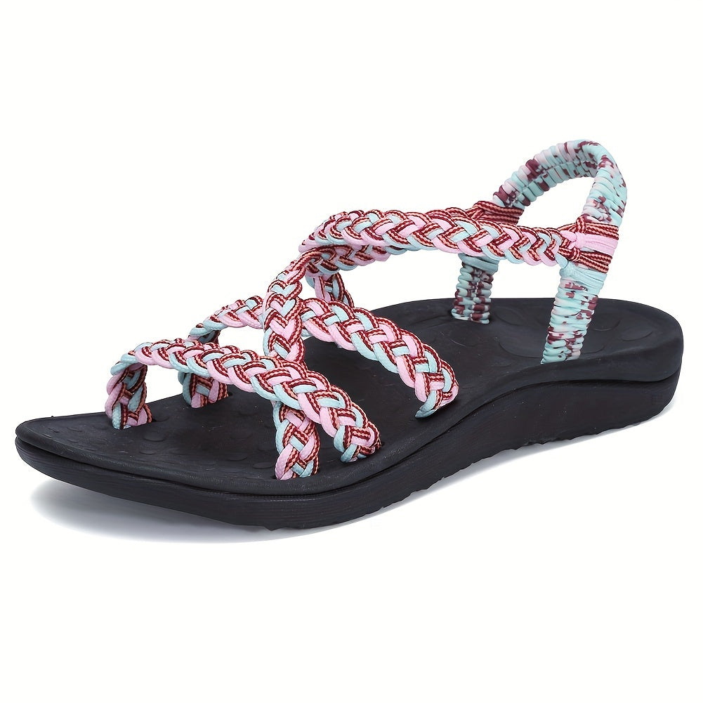 Knit Round Open Toe Sport Sandals Flat Quick Dry Soft Comfortable Slides