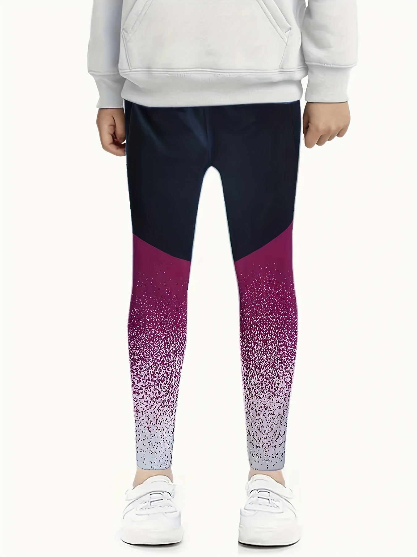 Girls Splicing Leggings Comfy Slim Leggings For Sports Running Jogging Gym