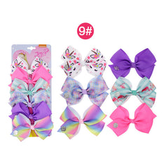 6pcs Girls Colorful Hair Bows Clips Hair Accessories