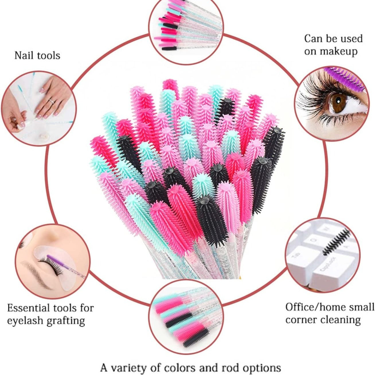 50 Pcs Mascara Wands Eyelash Brush Spools For Eyelash Extension Eyebrow Makeup