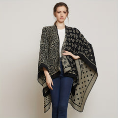 Thicken Warm Slit Shawl Large Printed Casual Shawl Wraps