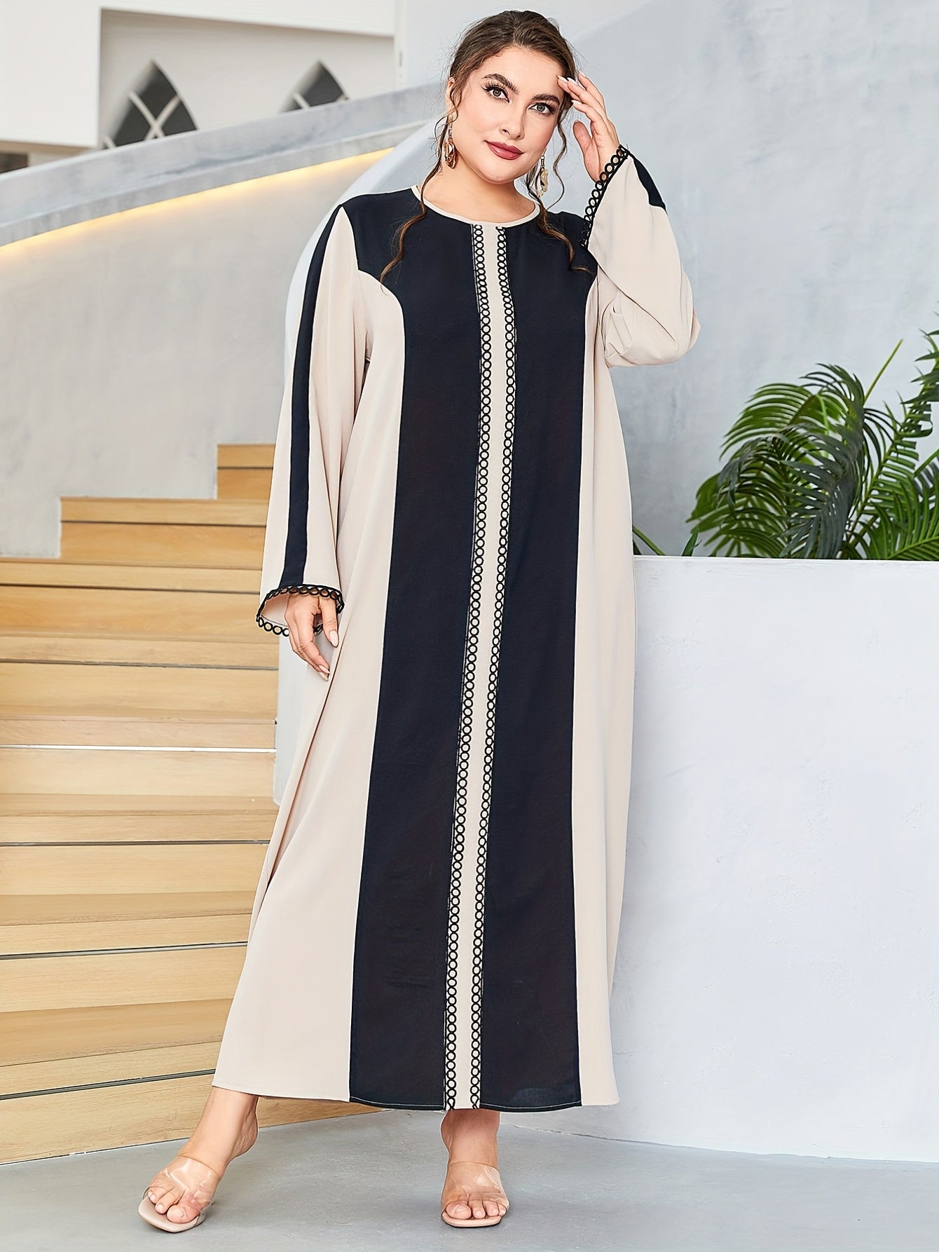 Colorblock Long Sleeve Maxi Dress