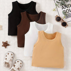 4pcs Baby Boys Casual Round Neck Tank Top Set for Summer