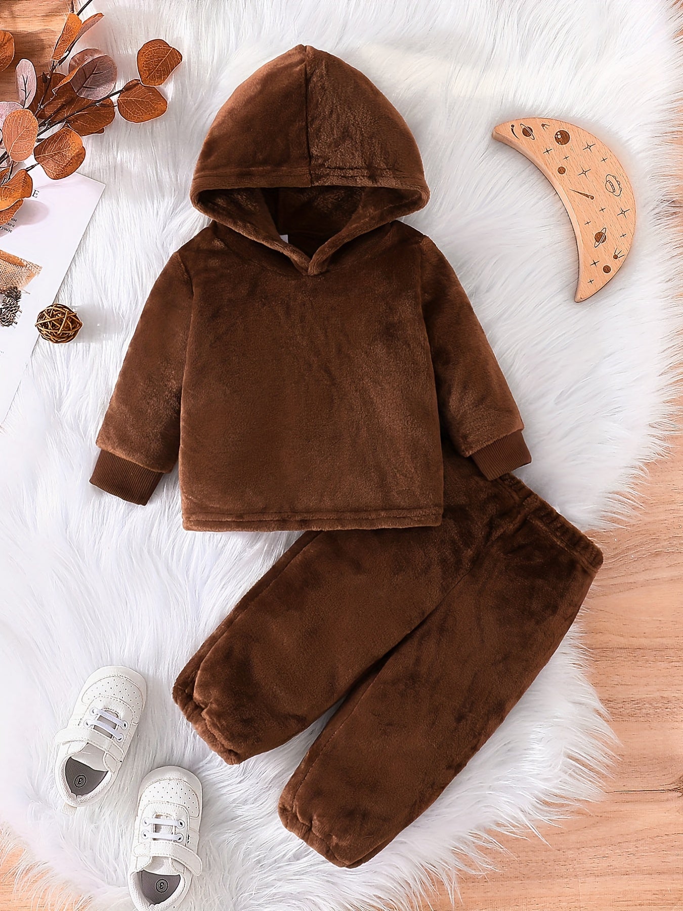 Baby Boys Hooded Sweatshirt Trousers Set For Autumn And Winter