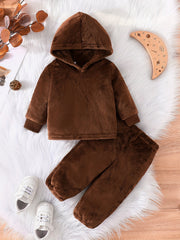 Baby Boys Hooded Sweatshirt Trousers Set For Autumn And Winter