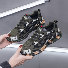 Camo Lace Up Running Sports Shoes Platform Sneakers Women's Footwear