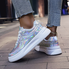 Colorful Faux Leather Skate Shoes Flat Outdoor Sneakers