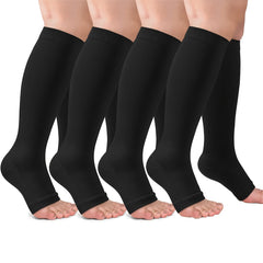 4 Pairs Open Toe Copper Compression Socks 15-25 mmHg