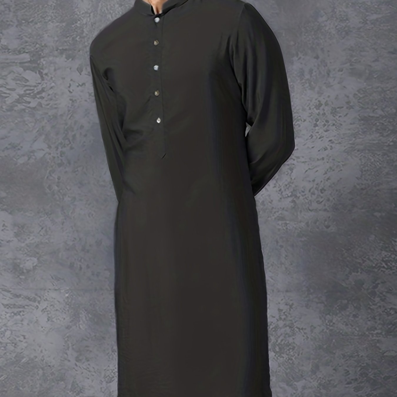 INCERUN Vintage Arab Long Sleeve Shirt Solid Robe Men Stand Collar