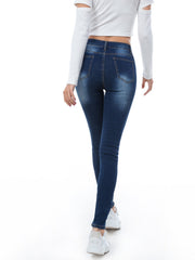 High Waist Skinny Jeans Distressed Stretchy Denim Pants