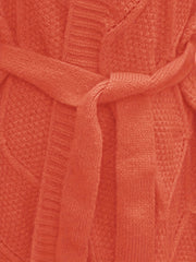 Solid Jacquard Long Sleeve Hooded Cardigan