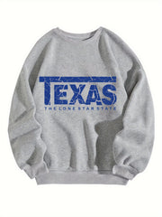 Texas Print Sweatshirt Men's Casual Pullover Sweatshirt For Spring Fall