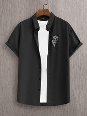 Flower Print Men's Short Sleeve Shirt For Summer Vacation