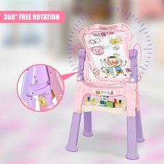 Double Sided Magnetic Drawing Board Easel Colour Chalk Pink
