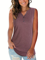 Casual V Neck Sleeveless Tank Top for Women
