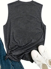 Letter Print Tank Top Summer Sleeveless Top Women's Clothing