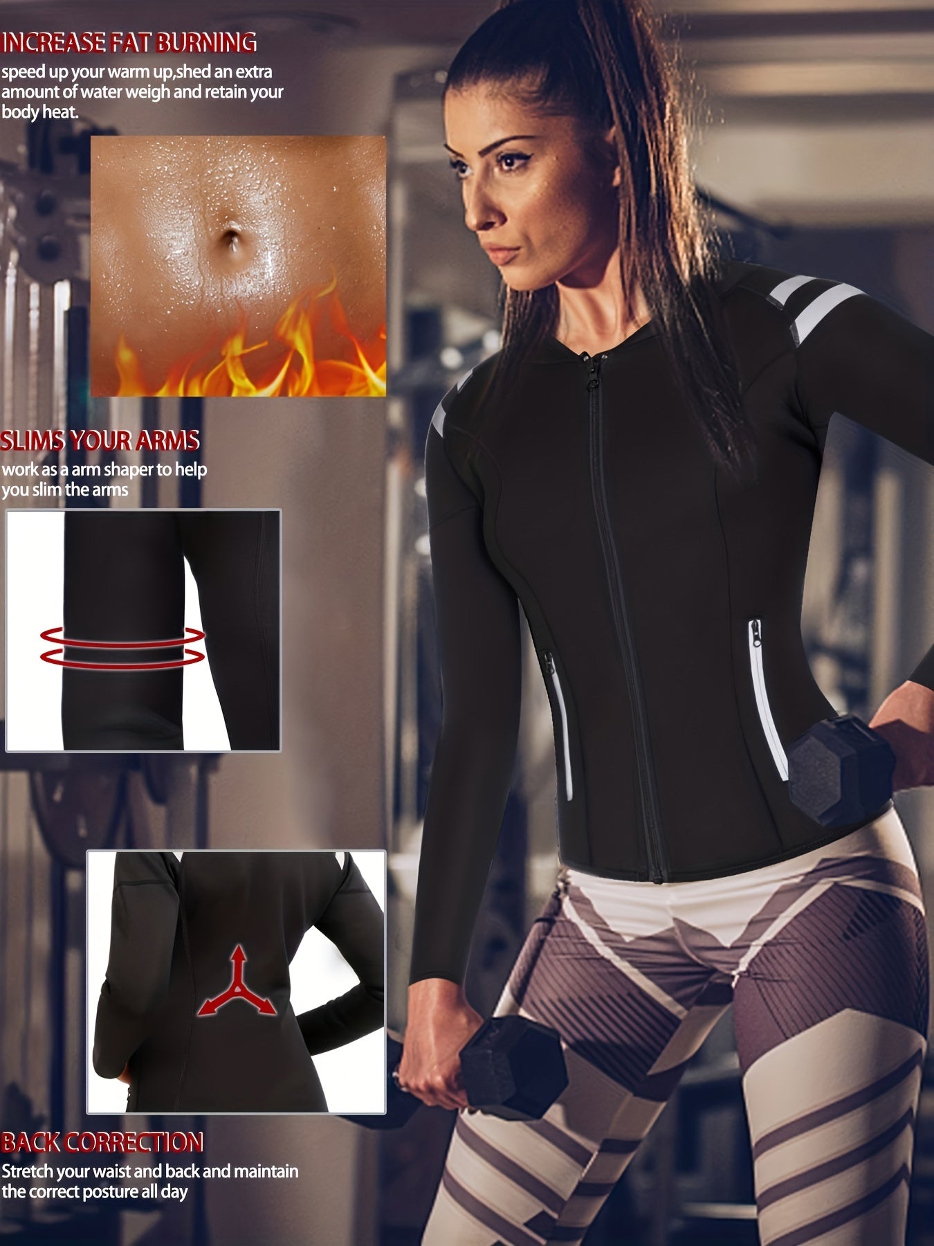 Sauna Suit Zipper Jacket for Weight Loss Fitness