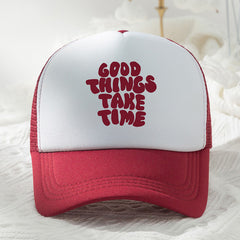 Men's Word Printing Baseball Cap Mesh Breathable Truck Cap