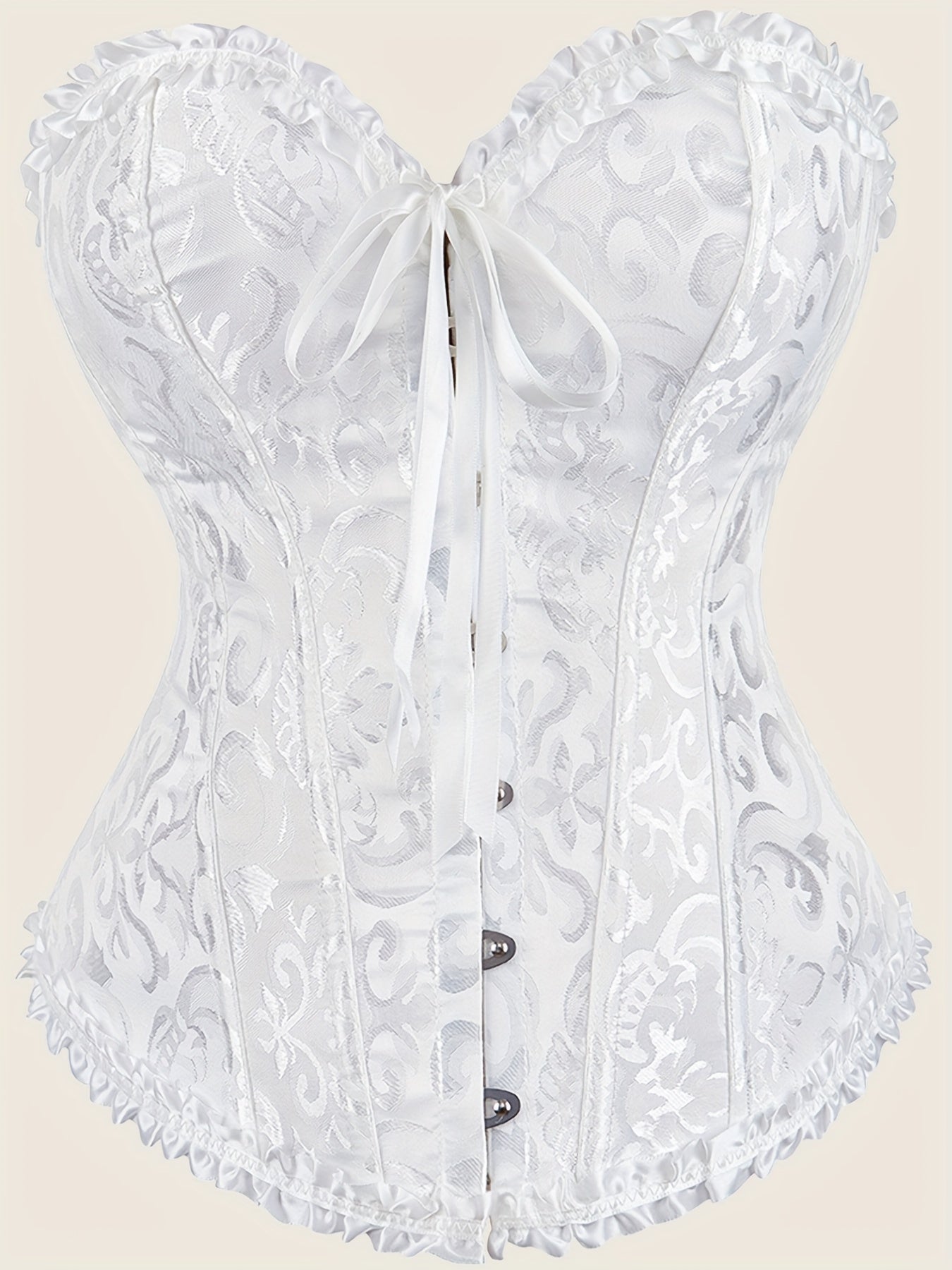 Strapless Corset Bustier Tummy Control Lace Up Jacquard Body Shaper