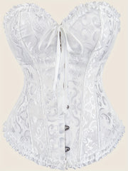 Strapless Corset Bustier Tummy Control Lace Up Jacquard Body Shaper