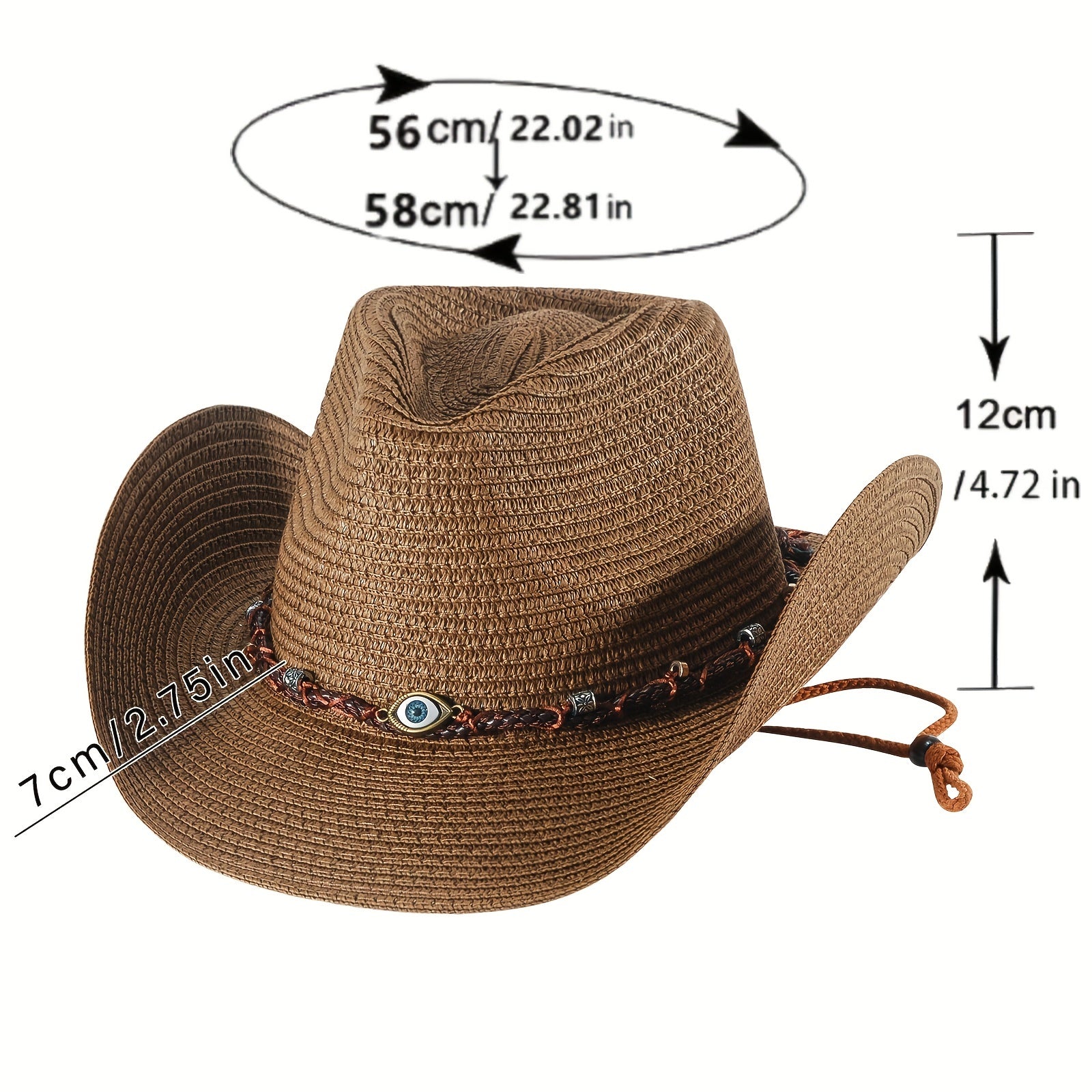 Men's Vintage Wide Brim Cowboy Straw Sun Hat