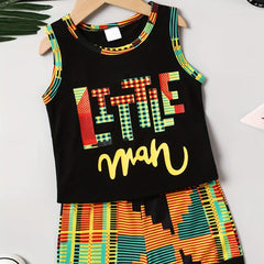 LITTLE MAN Boys Tank Tops&Shorts Set Crew Neck Fitness Vest&Short