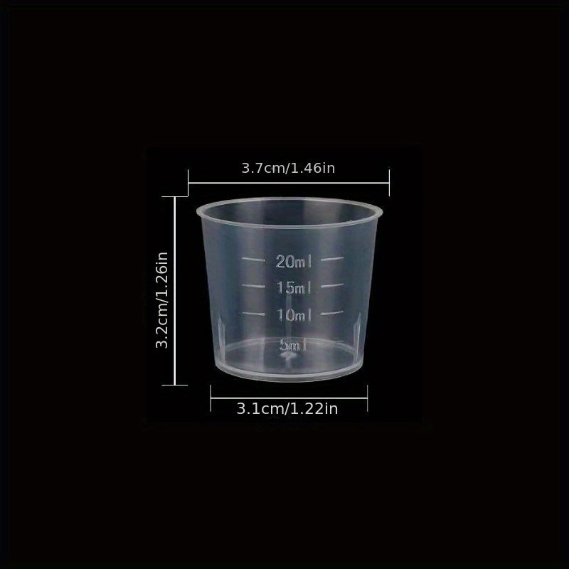 20pcs Plastic Measuring Cup Graduated Cup, Small & Transparent, 10-200ml