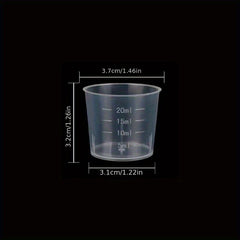 20pcs Plastic Measuring Cup Graduated Cup, Small & Transparent, 10-200ml