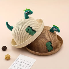 Kids Dinosaur Straw Hat for Sun Protection