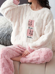 Bear Print Pajama Set Long Sleeve Top & Pants