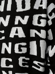 Knitted Letter Print Sweater Men's Casual Round Neck Pullover Sweater