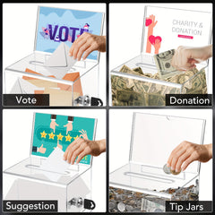 Acrylic Donation Box With Lock Ballot Box Sign Holder